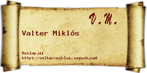 Valter Miklós névjegykártya